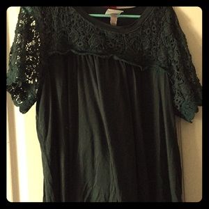 Green emerald lace top